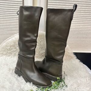 Free People We The‎ Free Townes Fold Down Boots Olive Leather szEu 37.5/US 7 New